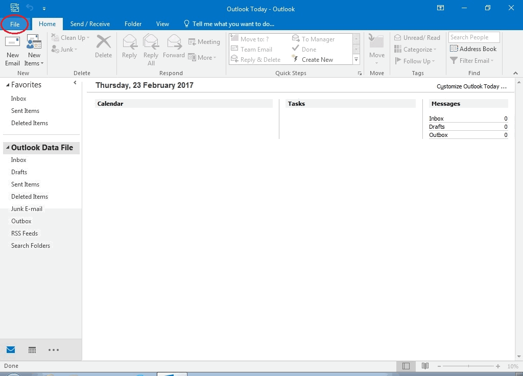 01 - Click File -Outlook Email Setup